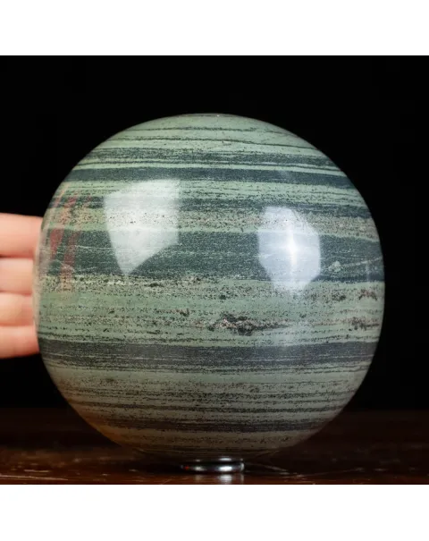 Sfera di Diaspro Kambaba con Vortici Fossili Millenari.