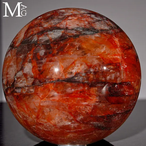 Sfera in Quarzo Ematoide Rosso – Inclusioni Stratificate