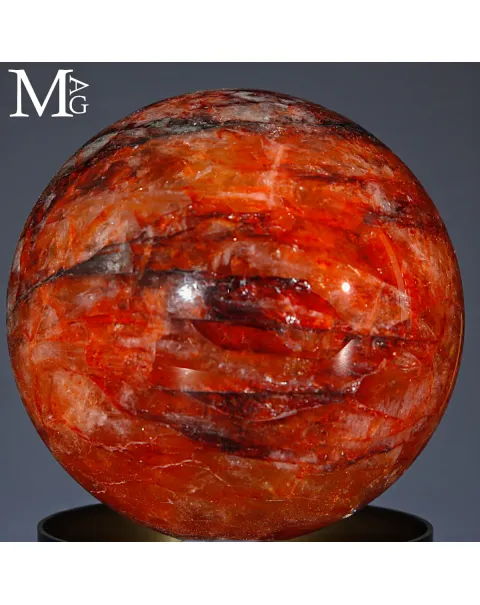 Sfera in Quarzo Ematoide Rosso – Inclusioni Stratificate