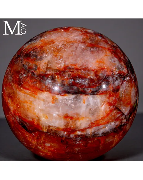 Sfera in Quarzo Ematoide Rosso – Inclusioni Stratificate
