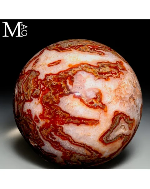 Sfera in Agata Muschiata con Cristalli di Quarzo.