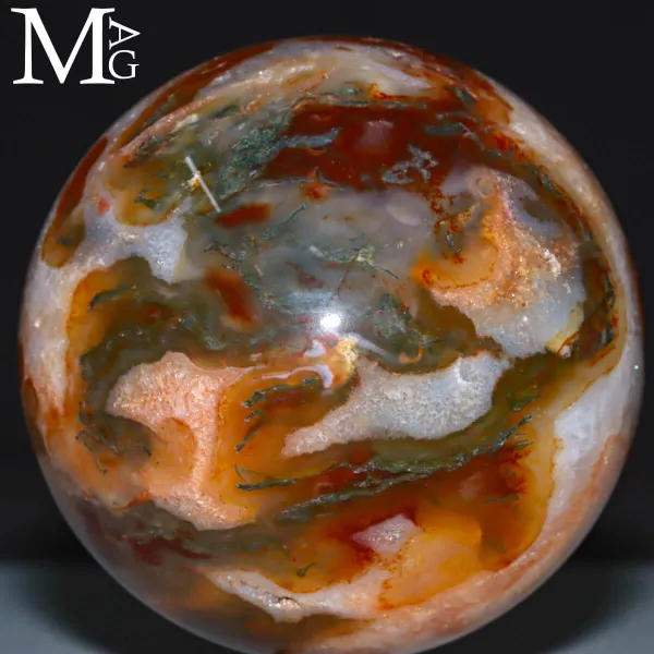 Sfera in Agata Muschiata Rossa e Verde – Speciale