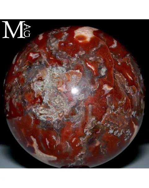 Sfera in Agata Muschiata Rosso-Verde – Madagascar