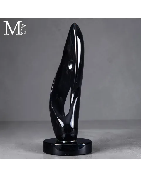 Scultura in Ossidiana Velvet - Forma Astratta in Movimento