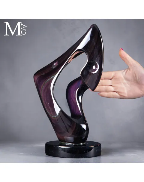Scultura in Ossidiana Velvet - Forma Astratta in Movimento