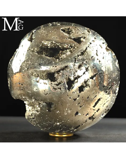 Sfera in Pirite del Perù – Cavità Cristalline Metalliche.