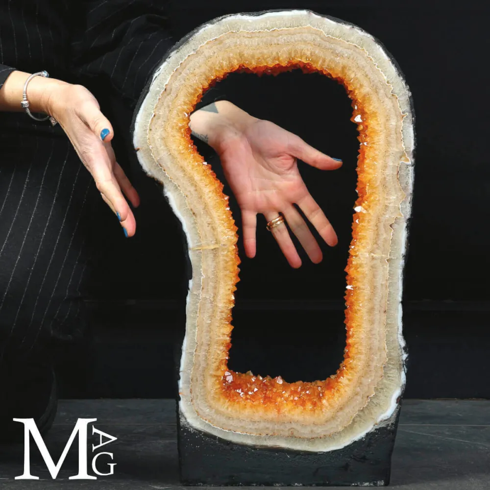 Anello di Geode in Quarzo Citrino Madeira – Ambienti Contemporanei