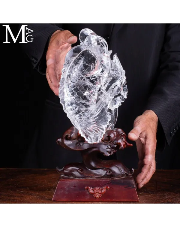 Scultura in Quarzo Trasparente - Carpa Koi