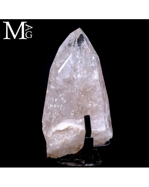 Grande Punta di Quarzo Ialino su Base in Ferro