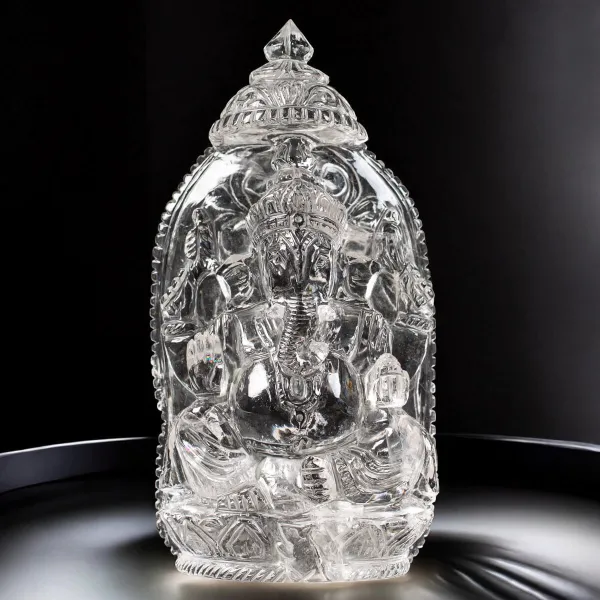 Scultura di Lord Ganesh in Quarzo Himalayano.