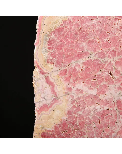 Fetta di Rodocrosite su Base in Legno e Ottone.