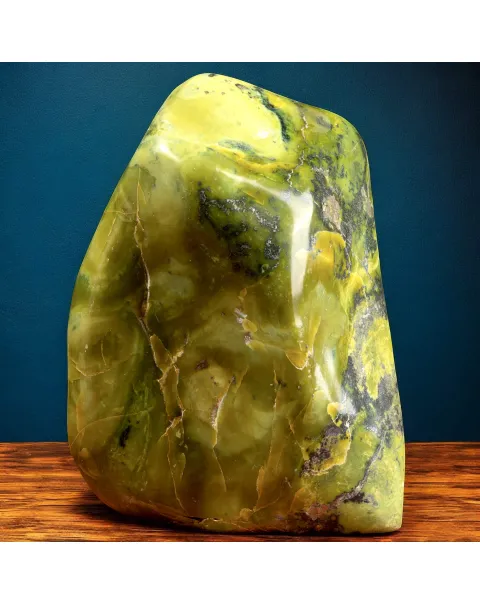 Serpentino del Perù con Pirite – Sasso Naturale Lucido.