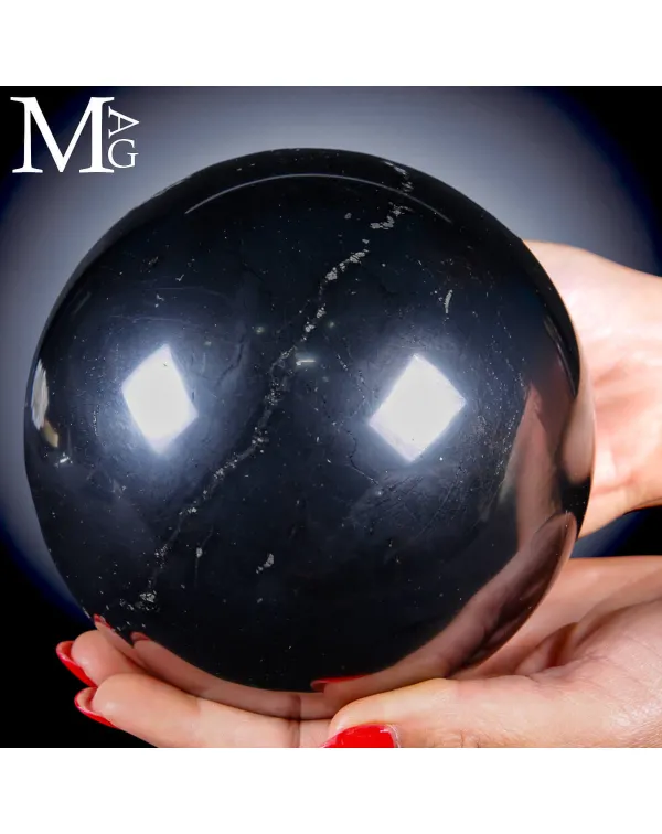 Sfera di Shungite 120 mm – Materia Antica e Scud...