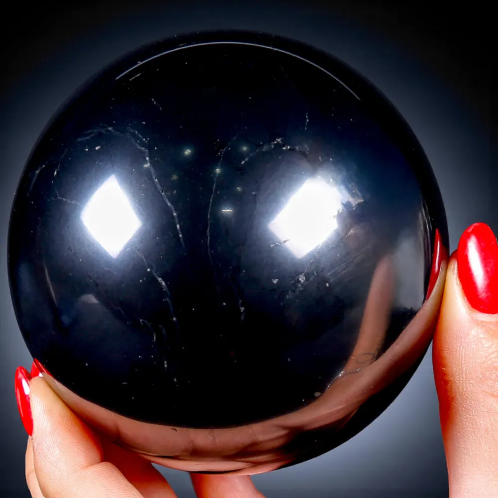 Sfera di Shungite 85 mm – Scudo Nero della Carelia