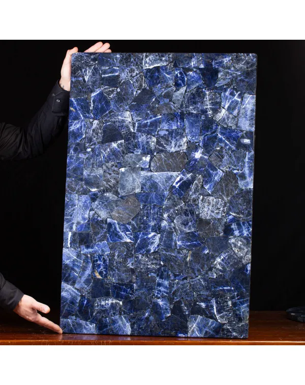 Tavolo Esclusivo in Sodalite Blu a Mosaico.