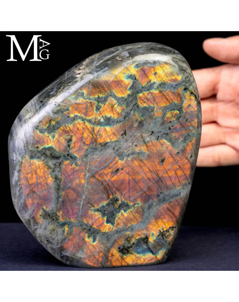 Labradorite Red Orange Flash.