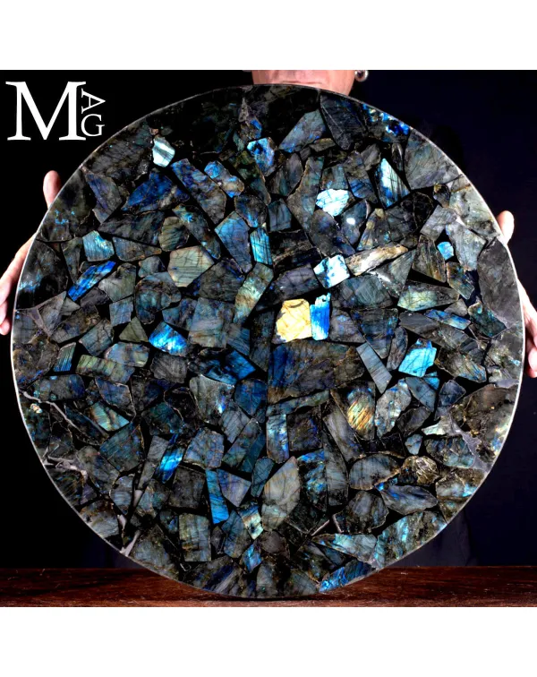 Labradorite:Tavolo Rotondo in Mosaico.
