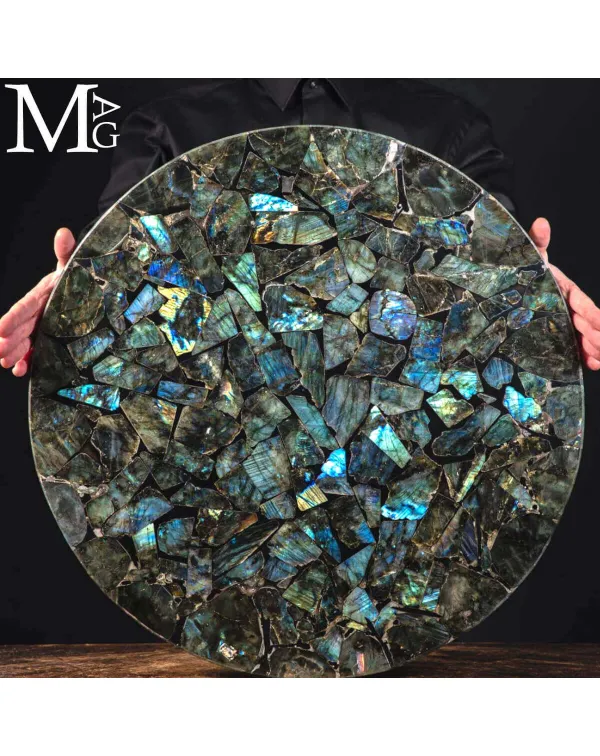 Tavolo in Labradorite – Mosaico Artigianale di D...