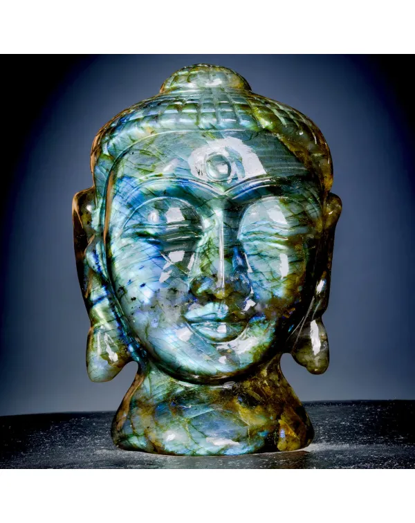 Buddha in Labradorite – Illuminazione scolpita n...