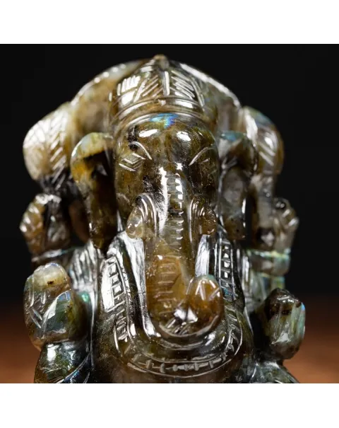 Statua Ganesh Labradorite (1140g)