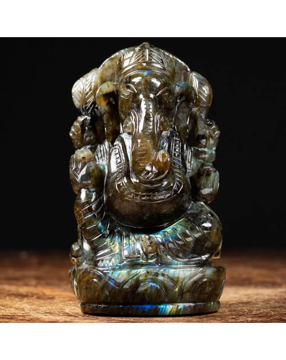 Statua Ganesh Labradorite (1140g)