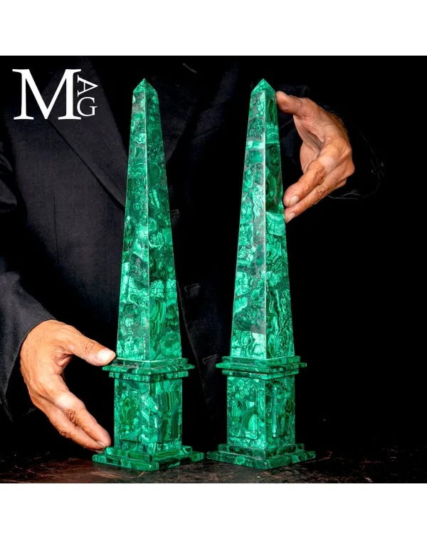 Coppia di Obelischi in Malachite - Mosaico