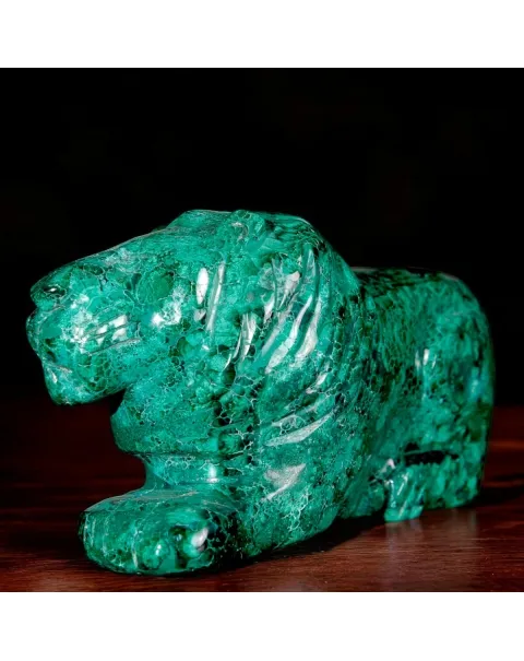 Leone in Malachite Naturale.