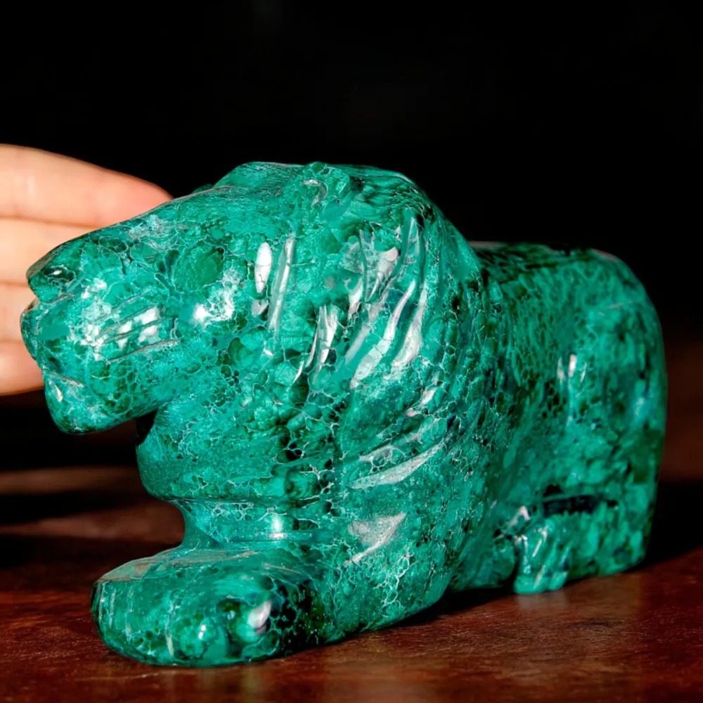 Leone in Malachite Naturale.