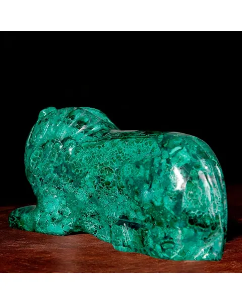Leone in Malachite Naturale.