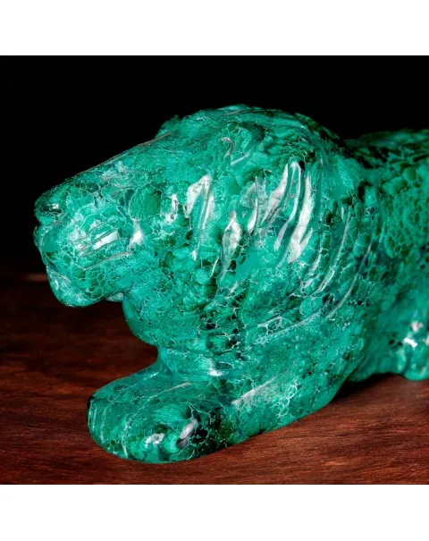 Leone in Malachite Naturale.