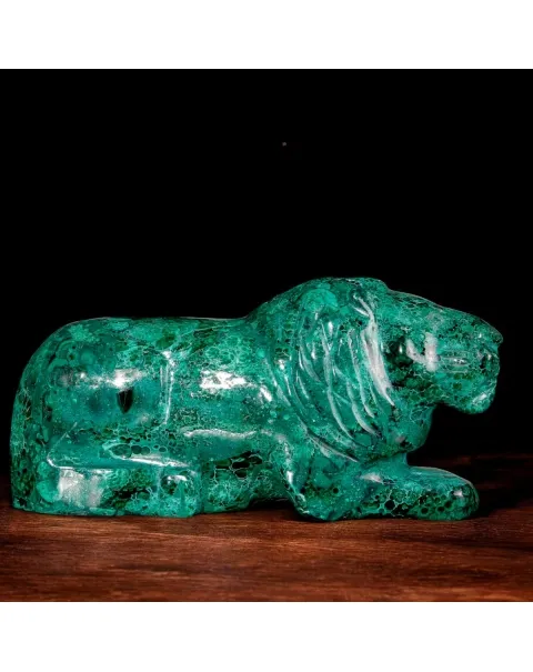 Leone in Malachite Naturale.