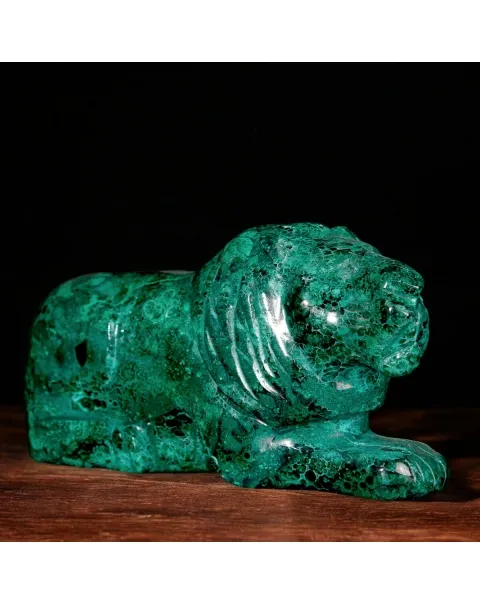Leone in Malachite Naturale.