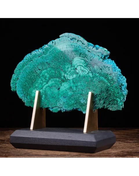 Crisocolla in Malachite Prima Scelta Montata su Base