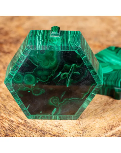 Scatola portagioielli in Malachite - esagonale