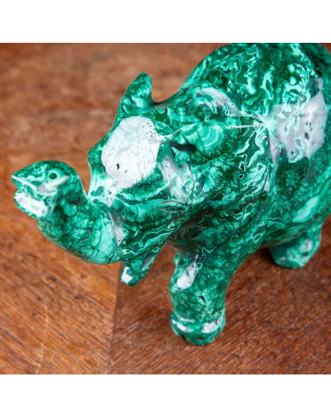 Intaglio in Malachite - Elefante Scolpito.