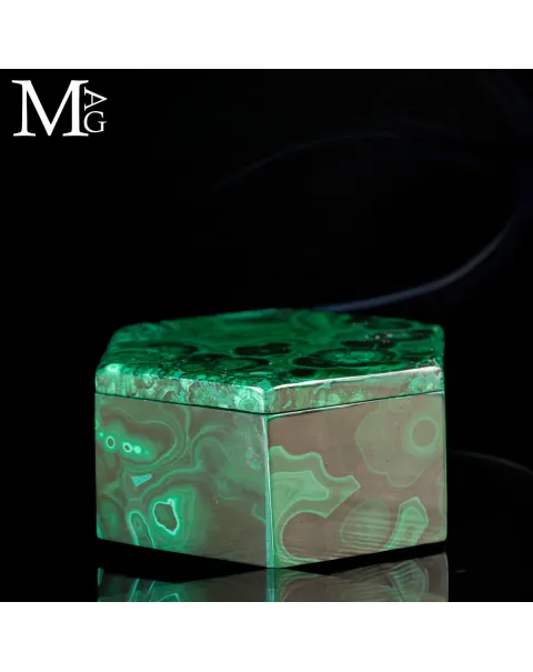 Piccolo Scrigno Esagonale in Malachite Naturale