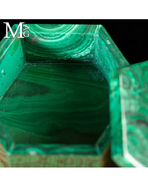 Piccolo Scrigno Esagonale in Malachite Naturale