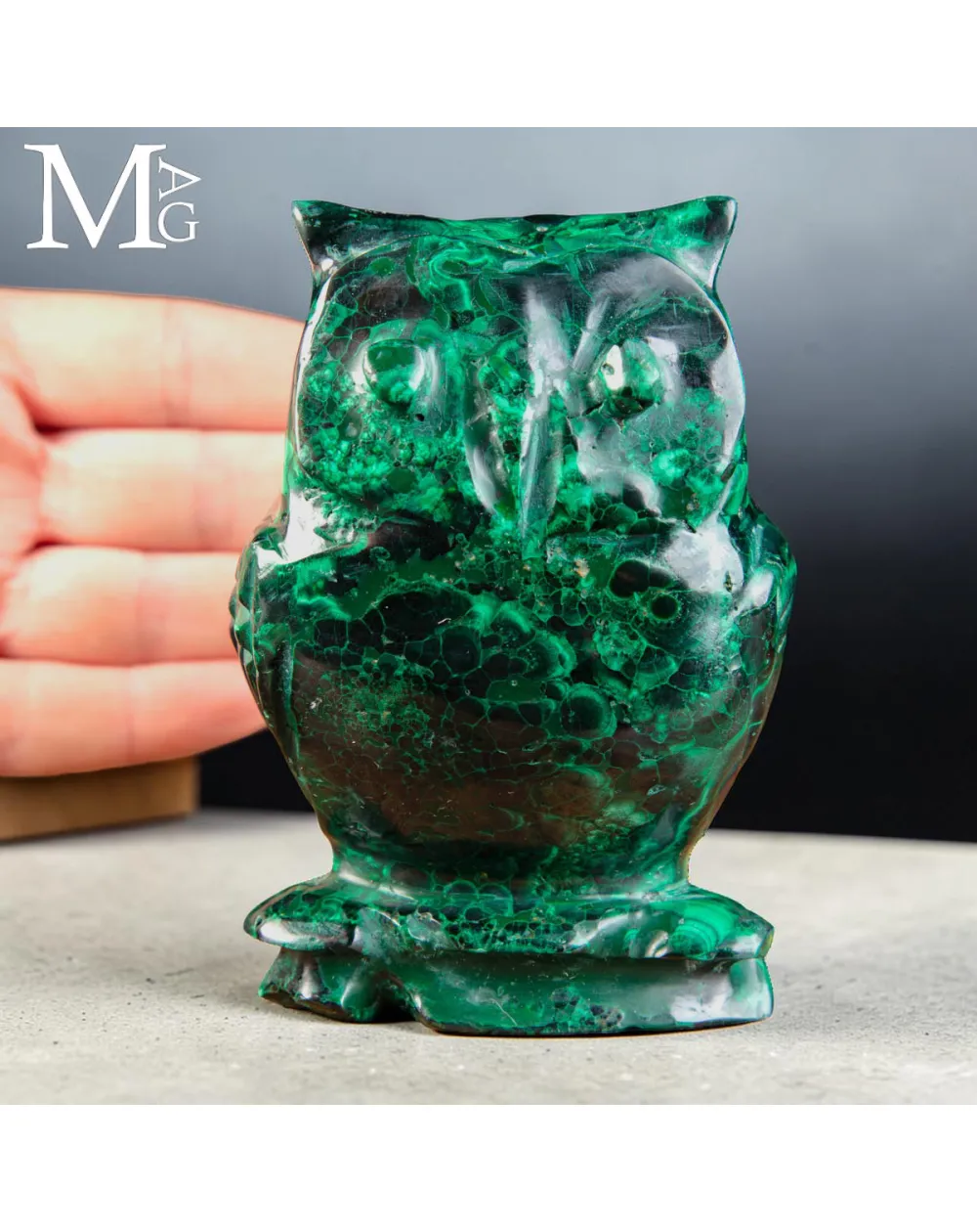 Gufo in Malachite Naturale del Congo
