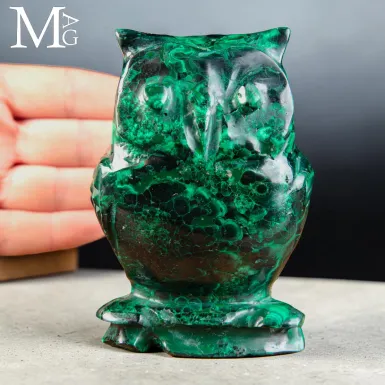 Gufo in Malachite Naturale del Congo