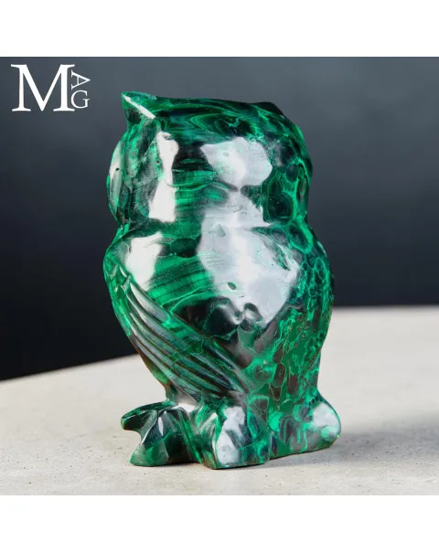 Gufo in Malachite Naturale del Congo