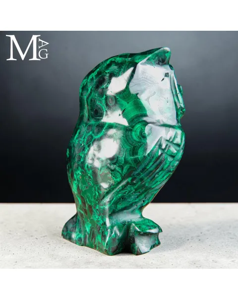 Gufo in Malachite Naturale del Congo