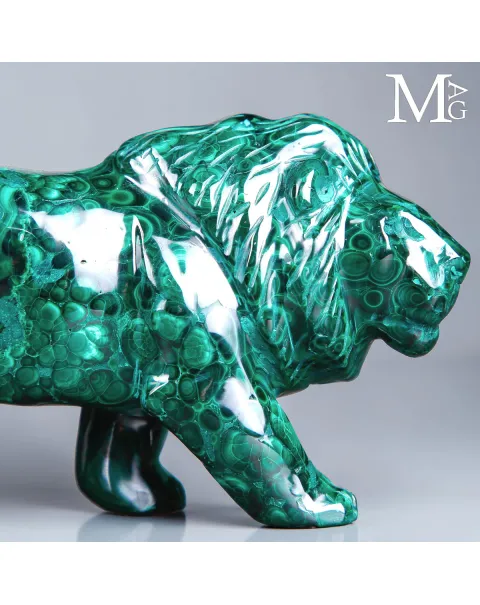 Leone in Malachite Naturale del Congo