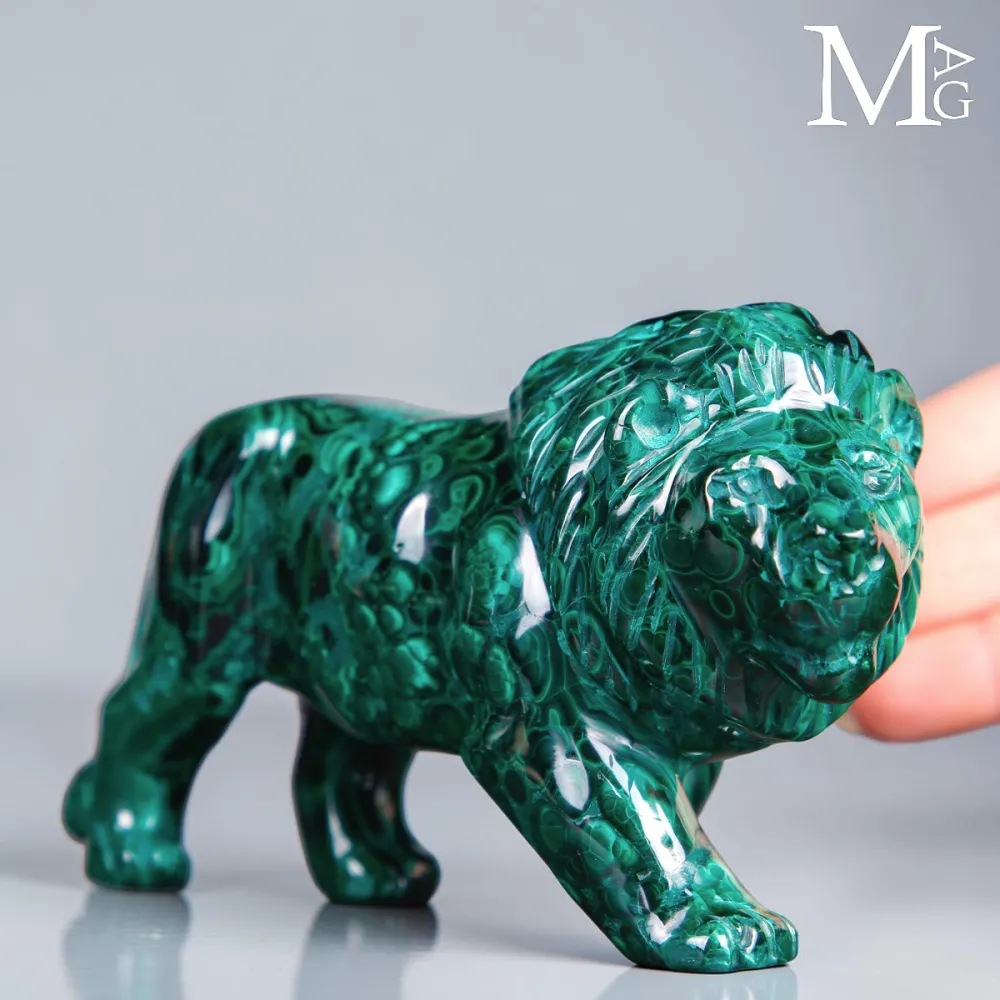 Leone in Malachite Naturale del Congo