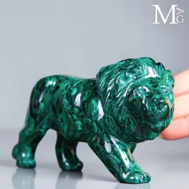 Leone in Malachite Naturale del Congo