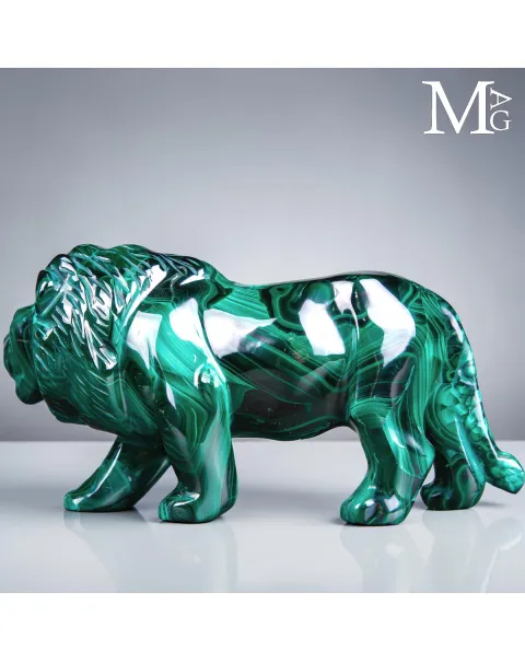 Leone in Malachite Naturale del Congo