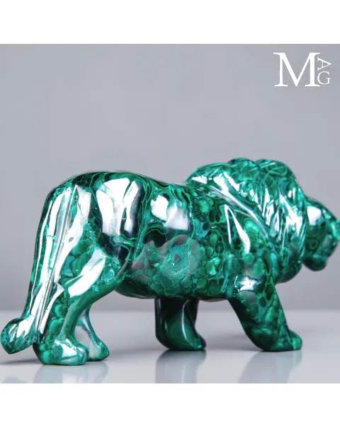 Leone in Malachite Naturale del Congo