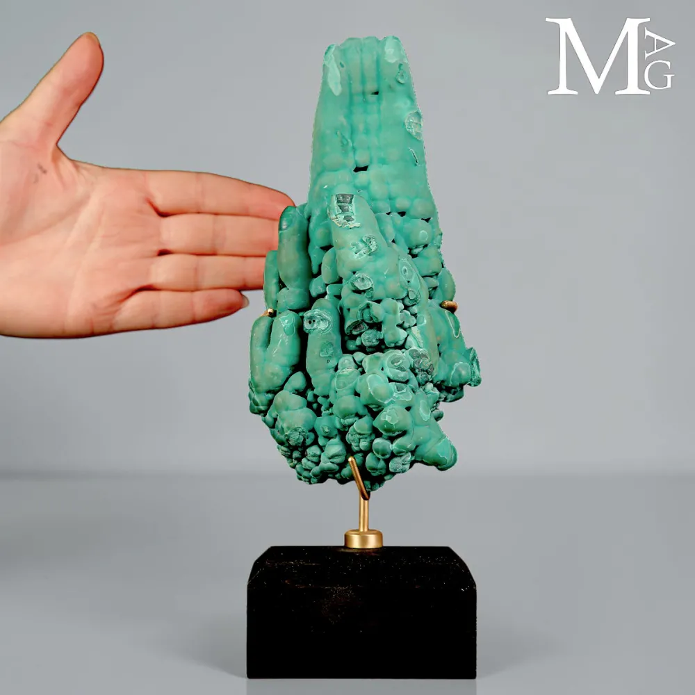 Malachite Stalattitica e Botrioidale del Congo su Base