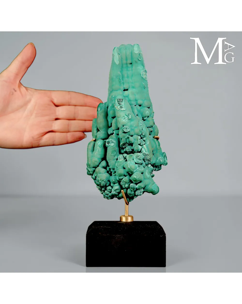 Malachite Stalattitica e Botrioidale del Congo su Base