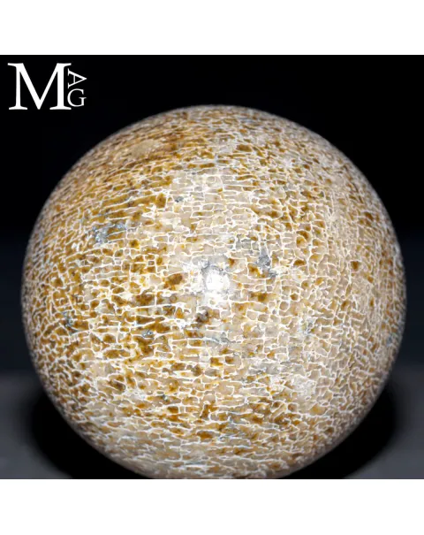 Sfera esclusiva in osso fossile Agatizzato