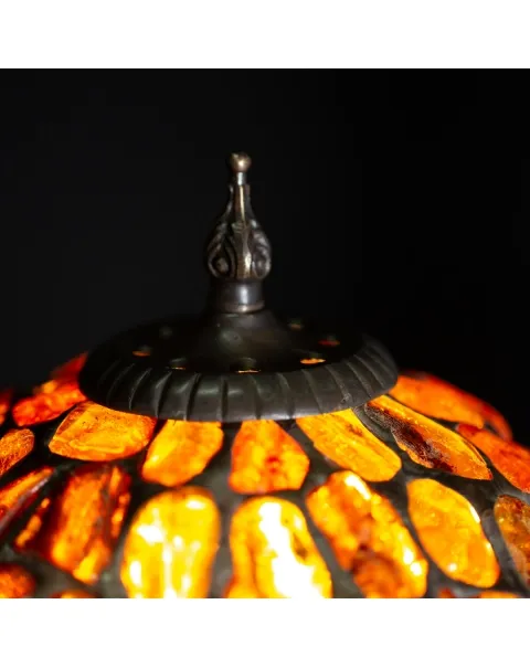 Lampada da tavolo Tiffany in Ambra